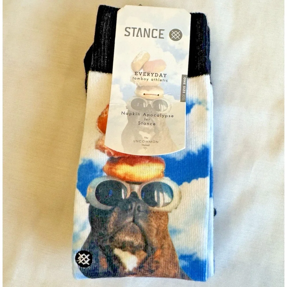 Stance Everyday Tomboy Athletic Socks One‎ Size Crew Dog Sunglasses Donuts Blue